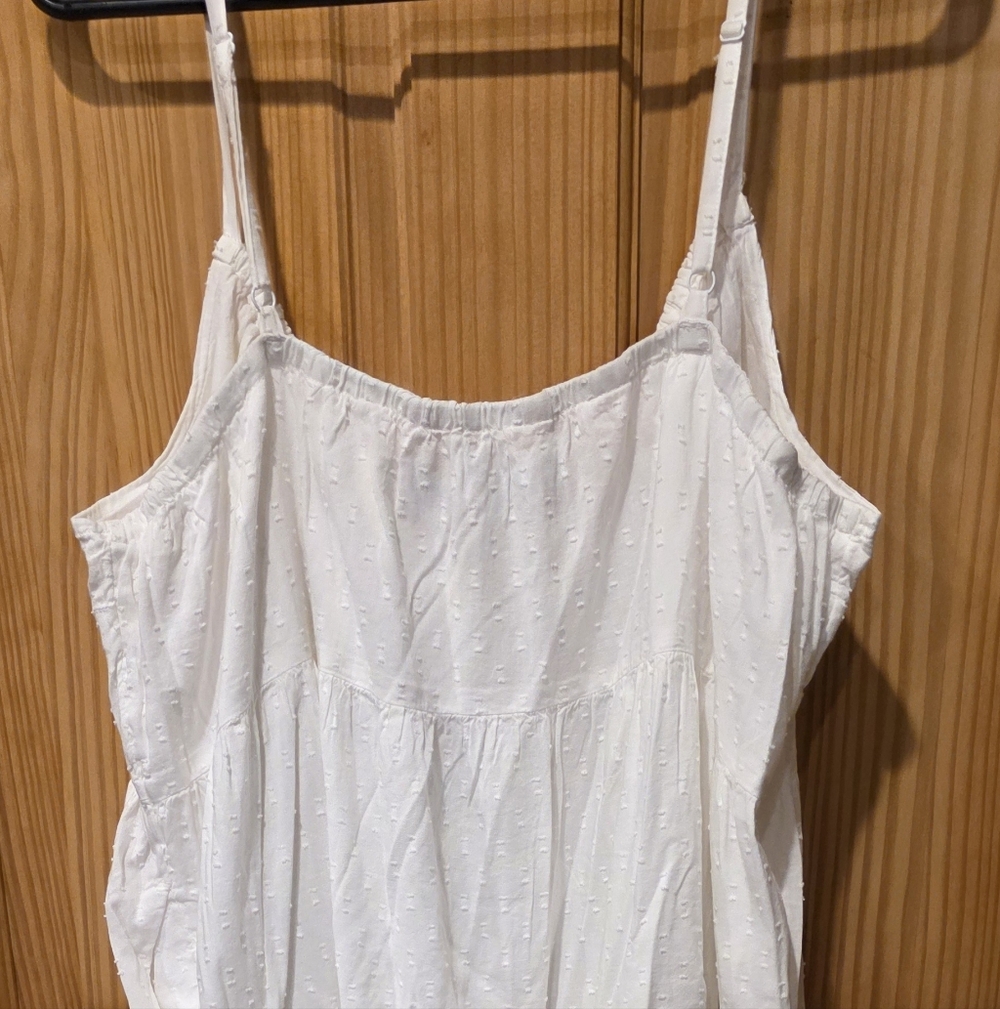 White Women's Spaghetti Strap Textured Maxi Dress